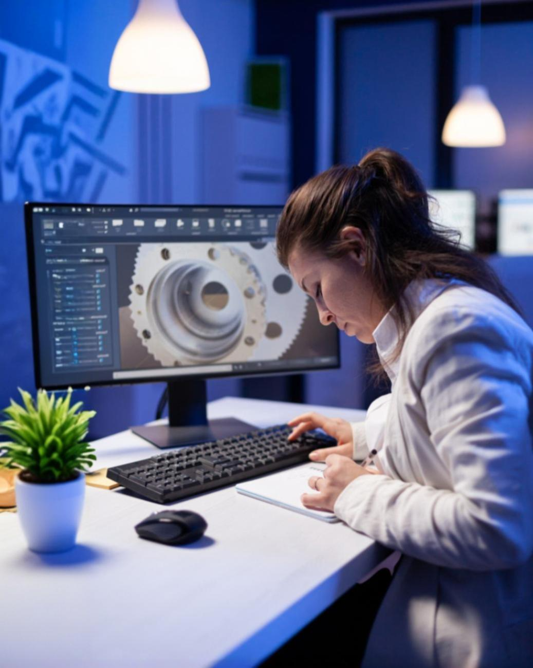 Woman working on computer design project