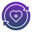 Heart symbol with circular arrows