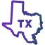 Texas state outline with initials, representing Pattern Shift Counseling's virtual therapy coverage across Texas