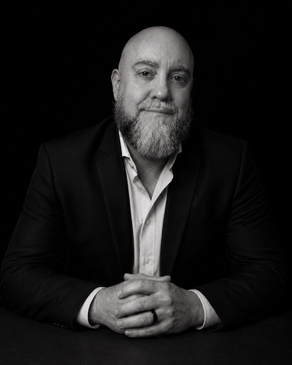 Black and white portrait of Jason Joseph